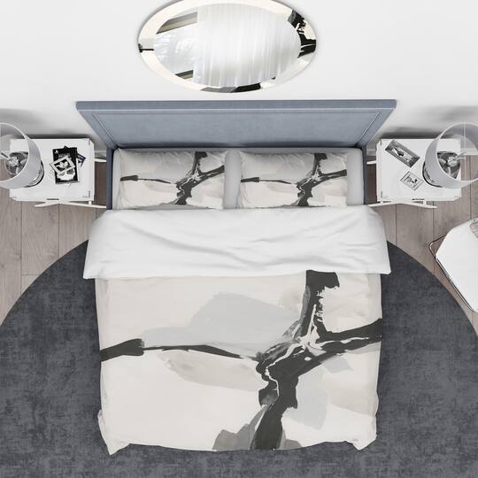Designart 'Abstract Neutral III' Geometric Bedding Set